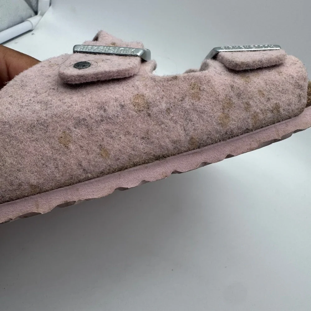 Birkenstock Arizona Shearling Pink Wool Felt‎ Sandals US 11 M9 EU42